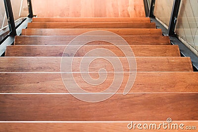 Wooden stair step downà¹ƒ Stock Photo